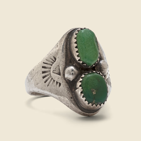 Green Turquoise Dual Stone Ring