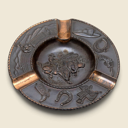 Stamped Western Copper Ashtray
