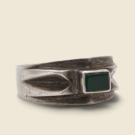 Malachite & Carved Silver Ring