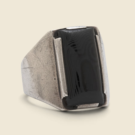 Onyx & Silver Modernist Ring