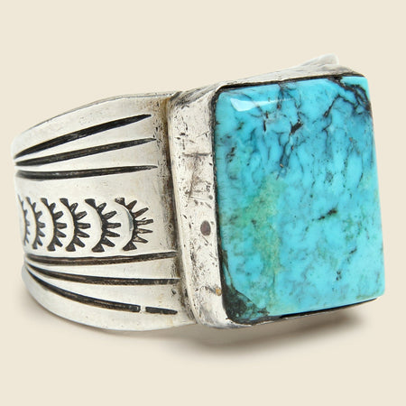 Vintage Sterling & Turquoise Cigar Band Ring