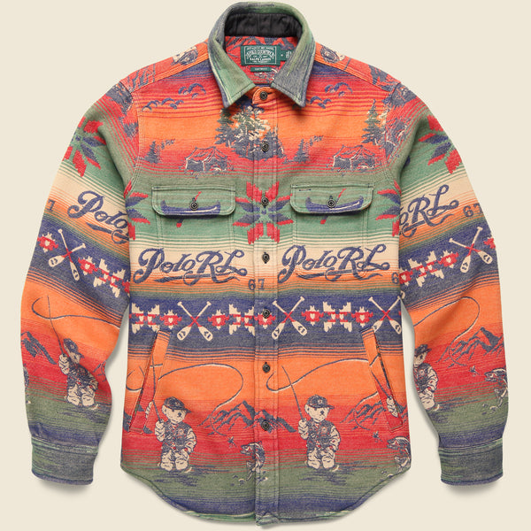 Flannel Jacquard Matlock Work Shirt - Fishing Bear Scenic