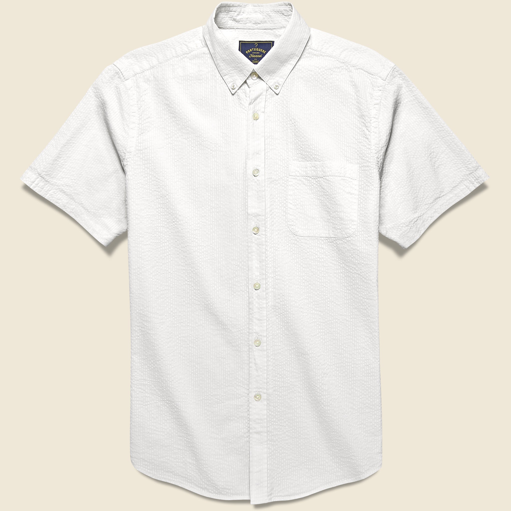 Atlantico Seersucker Shirt - White - Portuguese Flannel - STAG Provisions - Tops - S/S Woven - Seersucker