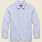 Striped Seersucker Shirt Jacket - Blue - Portuguese Flannel - STAG Provisions - Outerwear - Shirt Jacket