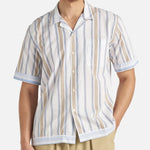 Dean Stripe Road Shirt - Blue/Sand - Universal Works - STAG Provisions - Tops - S/S Woven - Stripe