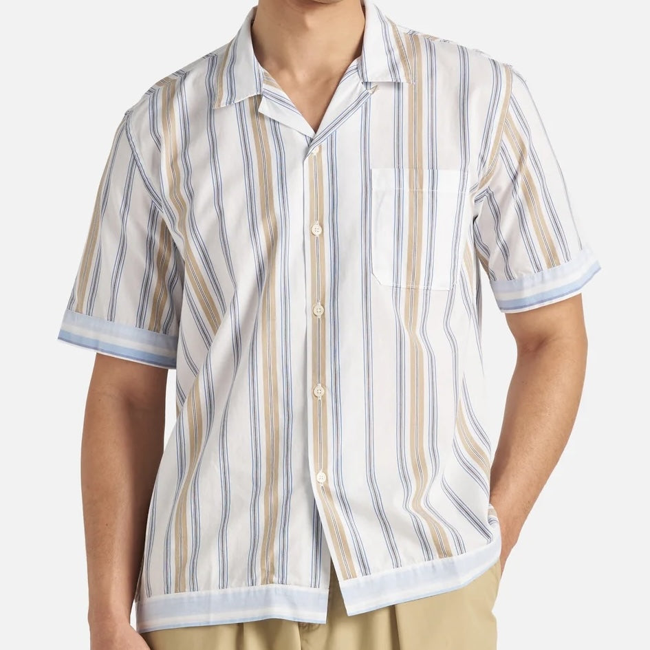Dean Stripe Road Shirt - Blue/Sand - Universal Works - STAG Provisions - Tops - S/S Woven - Stripe