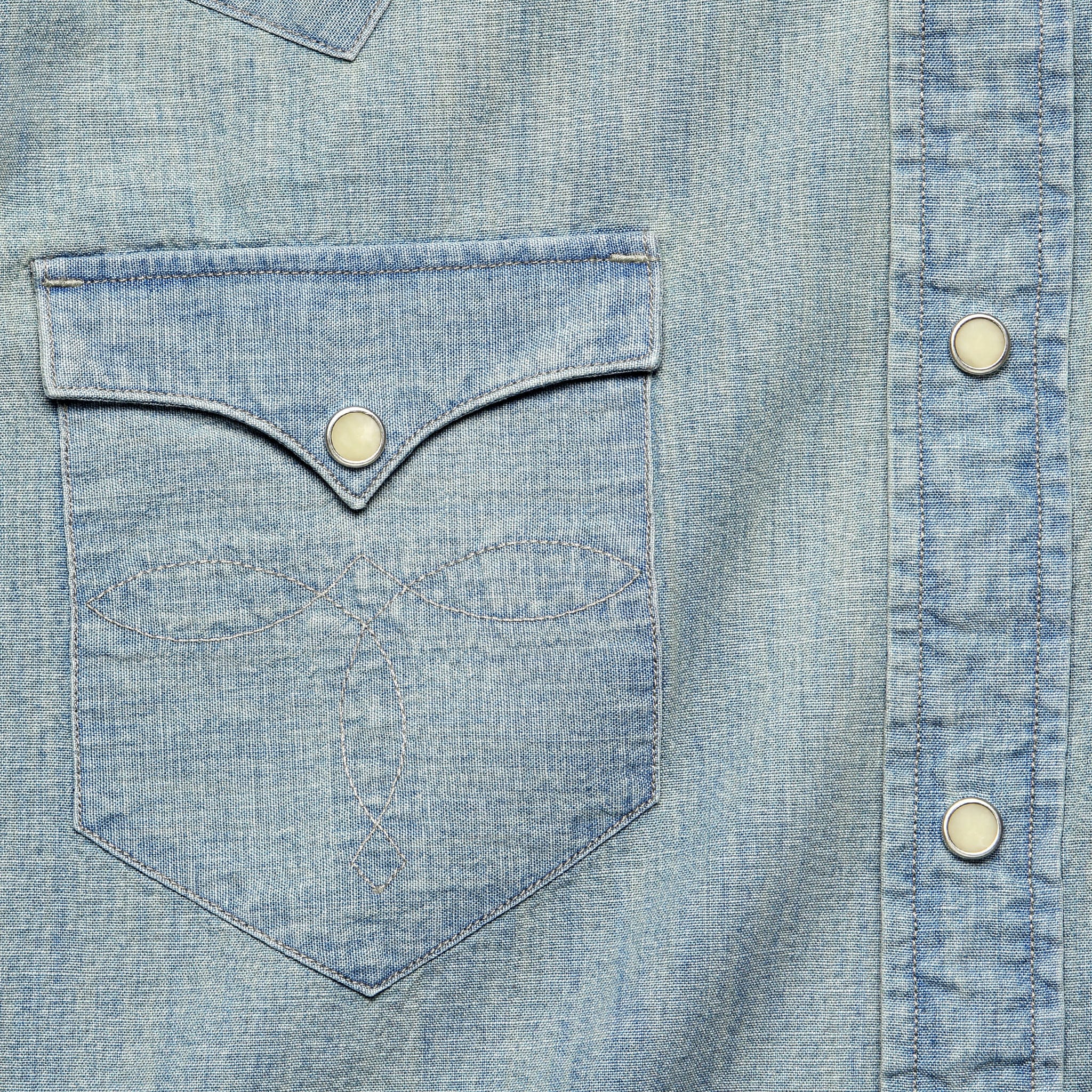 Slim Chambray Western Shirt - Davey Wash - RRL - STAG Provisions - Tops - L/S Woven - Solid
