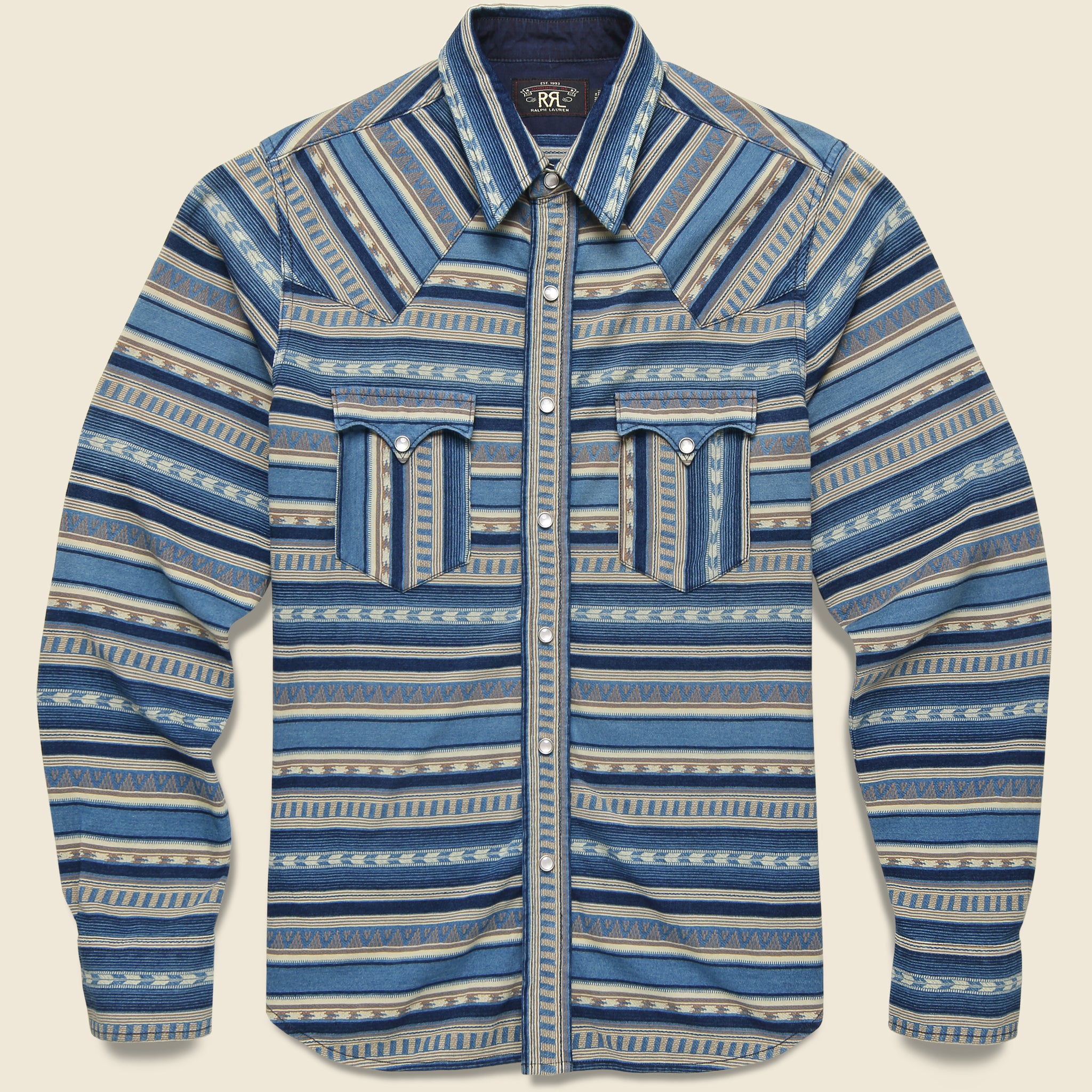 Buffalo Western Jacquard Shirt Indigo/Cream
