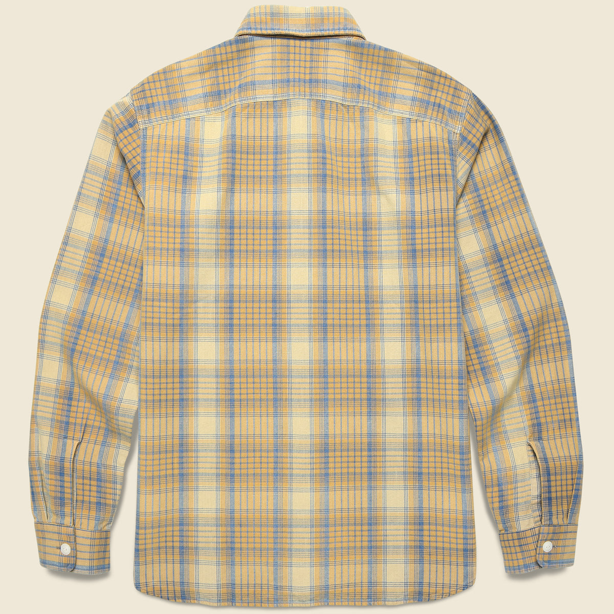 Brushed Jacquard Workshirt - Blue/Yellow