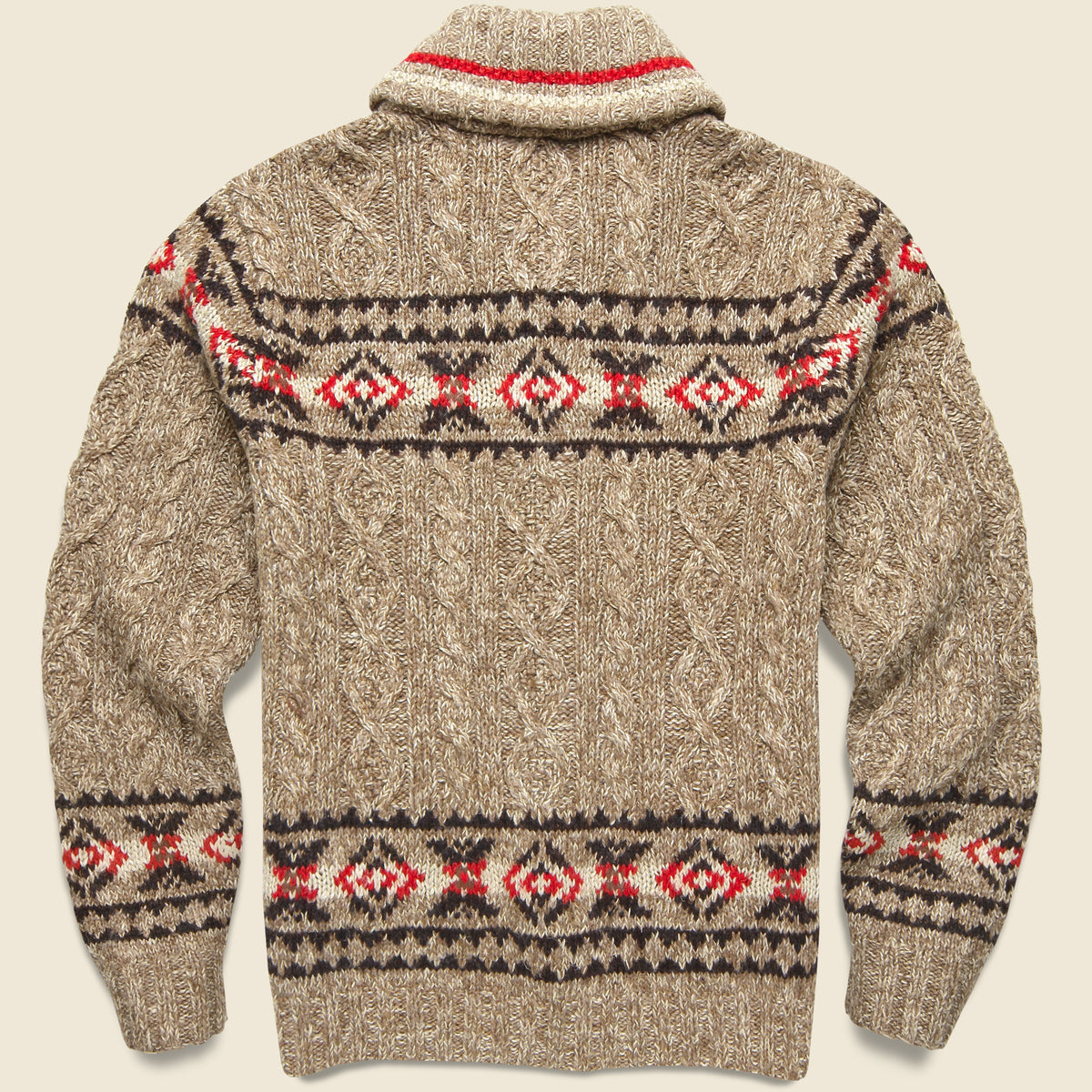 Hand-Knit Shawl Cardigan - Brown/Multi