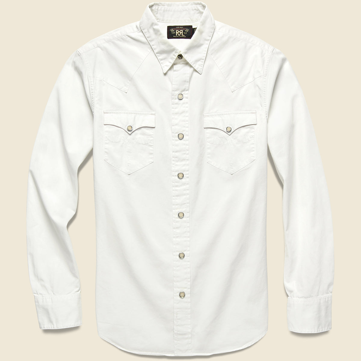Cotton Plainweave Western Shirt - White