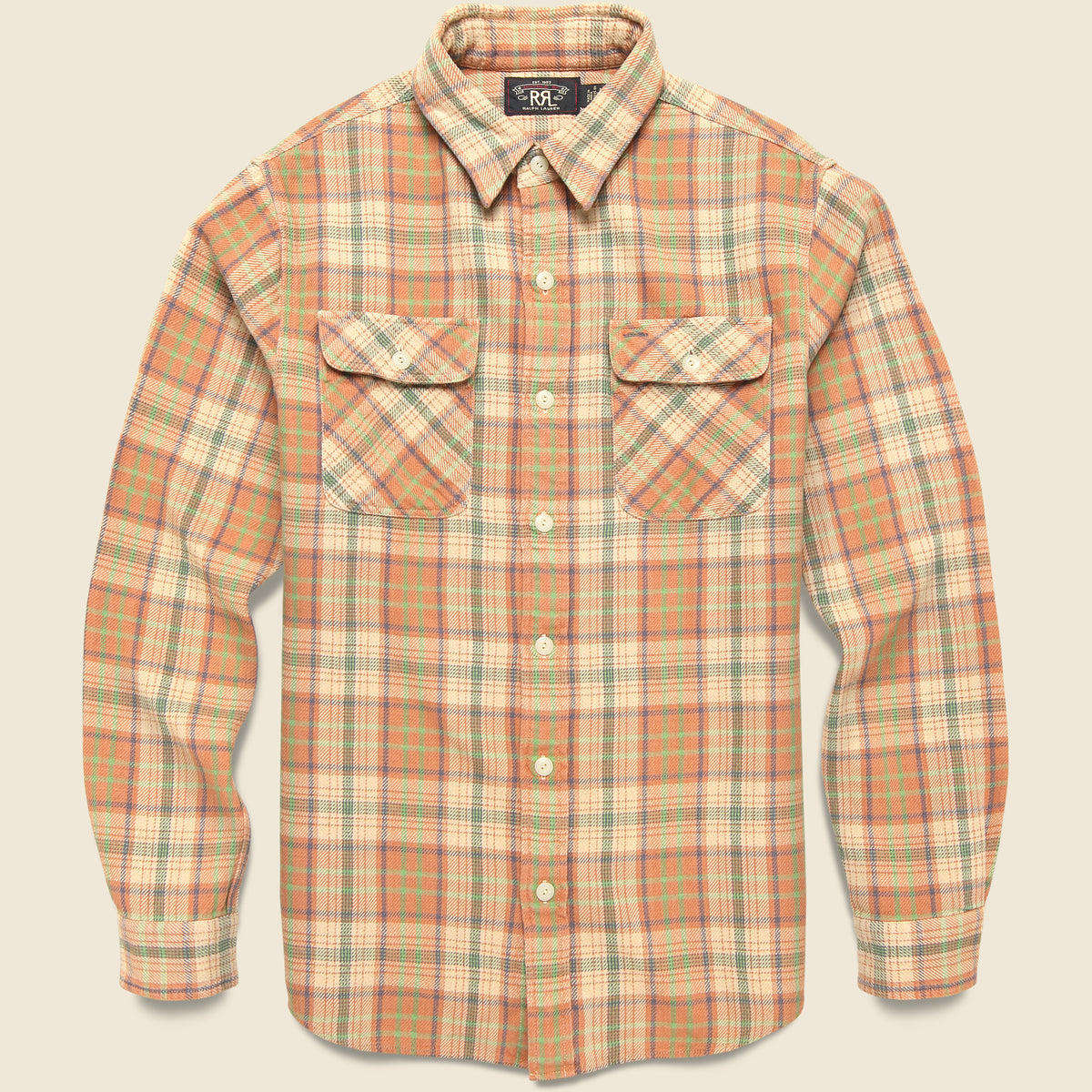 Plaid Print Chamois Workshirt in Green Multi – Blue Owl Workshop