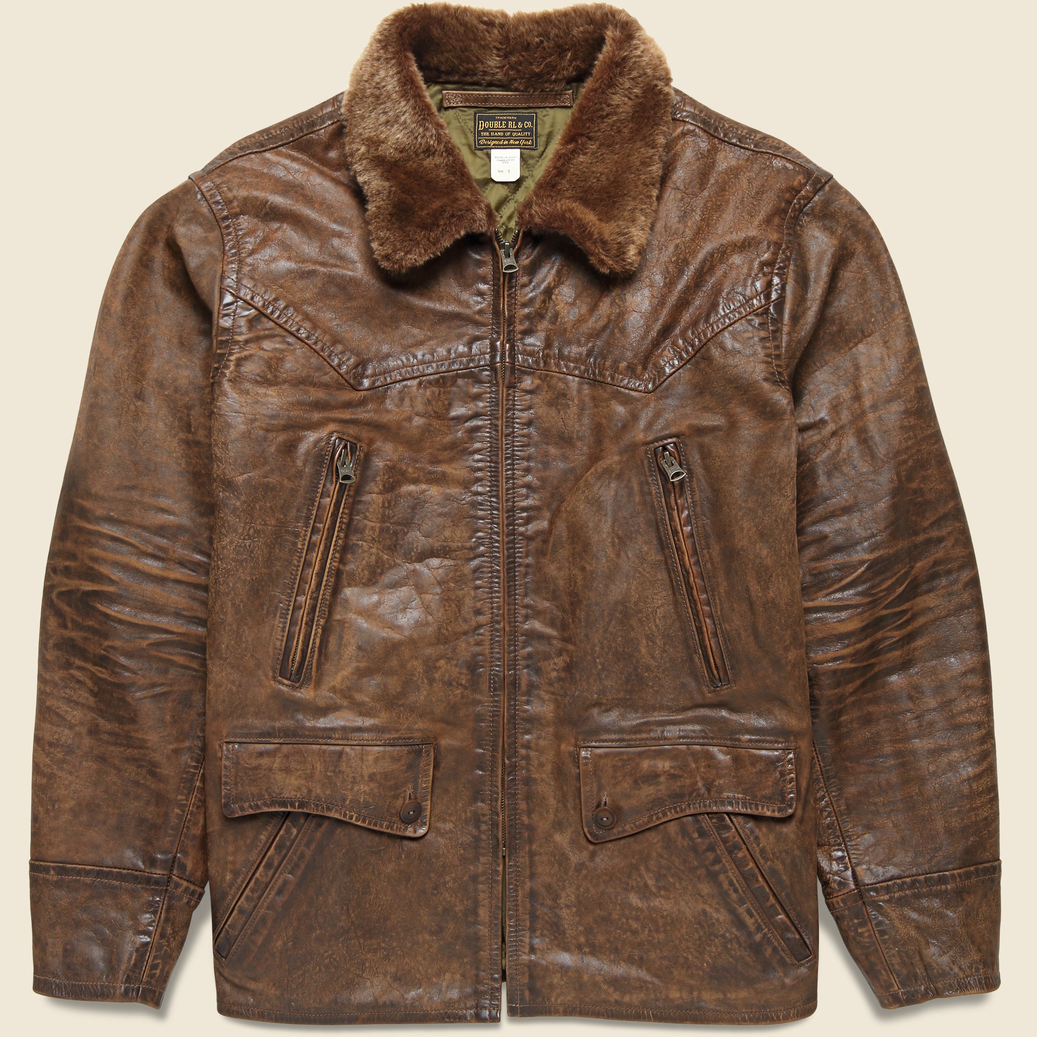Thurston Leather Carcoat - Brown - RRL - STAG Provisions - Outerwear - Coat / Jacket