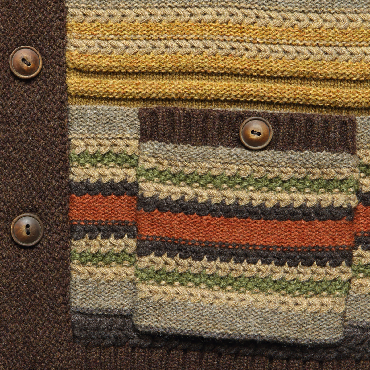 Striped Shawl Cardigan - Brown