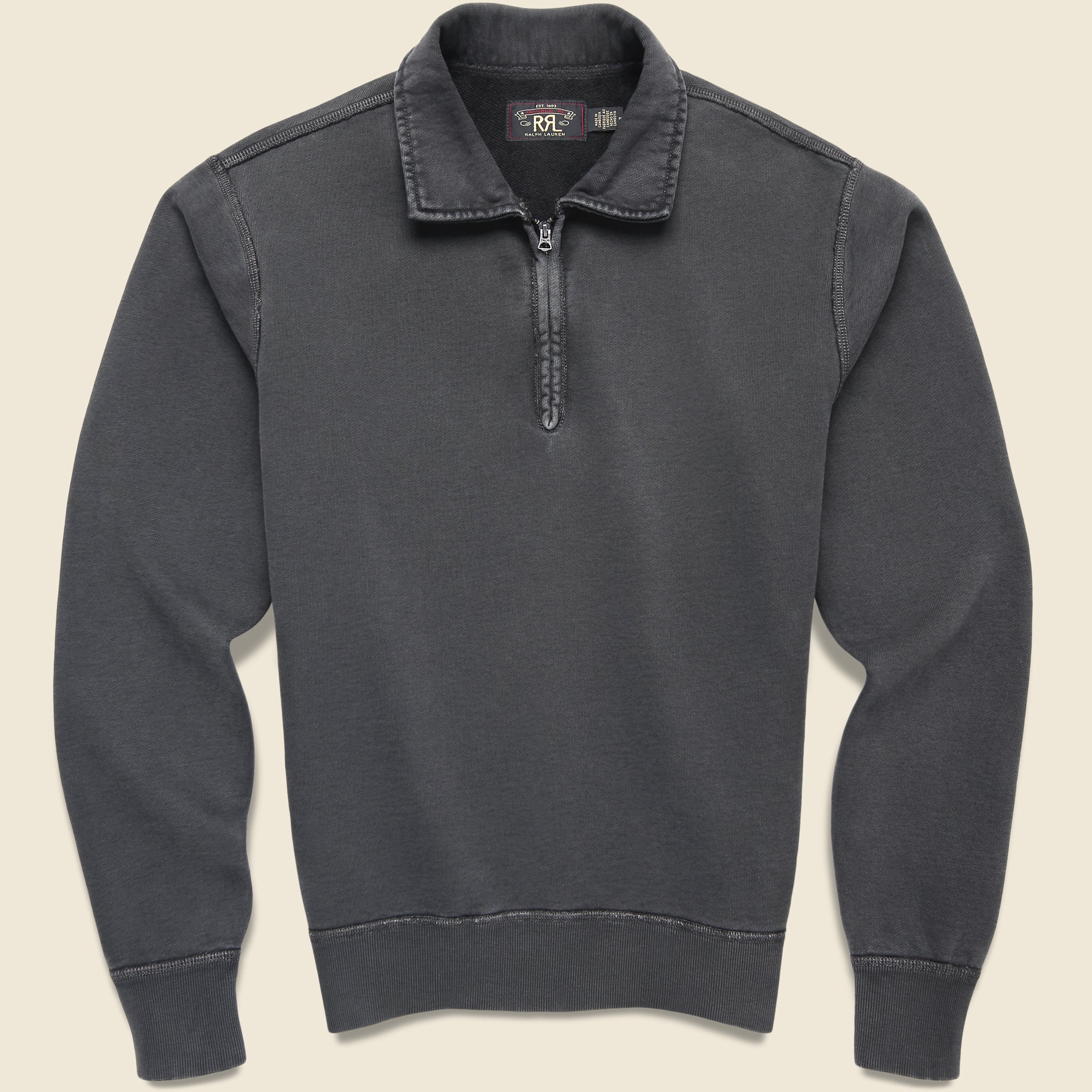 Terry Quarterzip Pullover - Black - RRL - STAG Provisions - Tops - Fleece / Sweatshirt