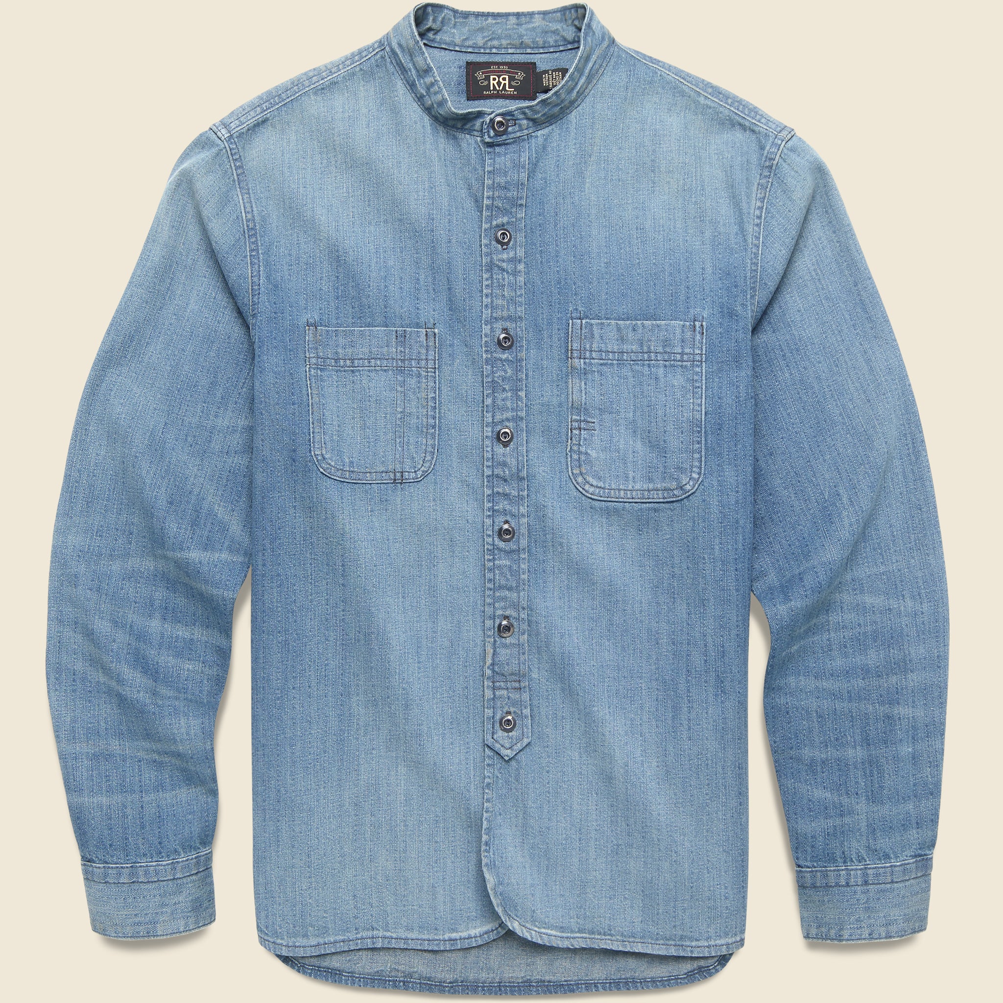 Denim Band Collar Shirt