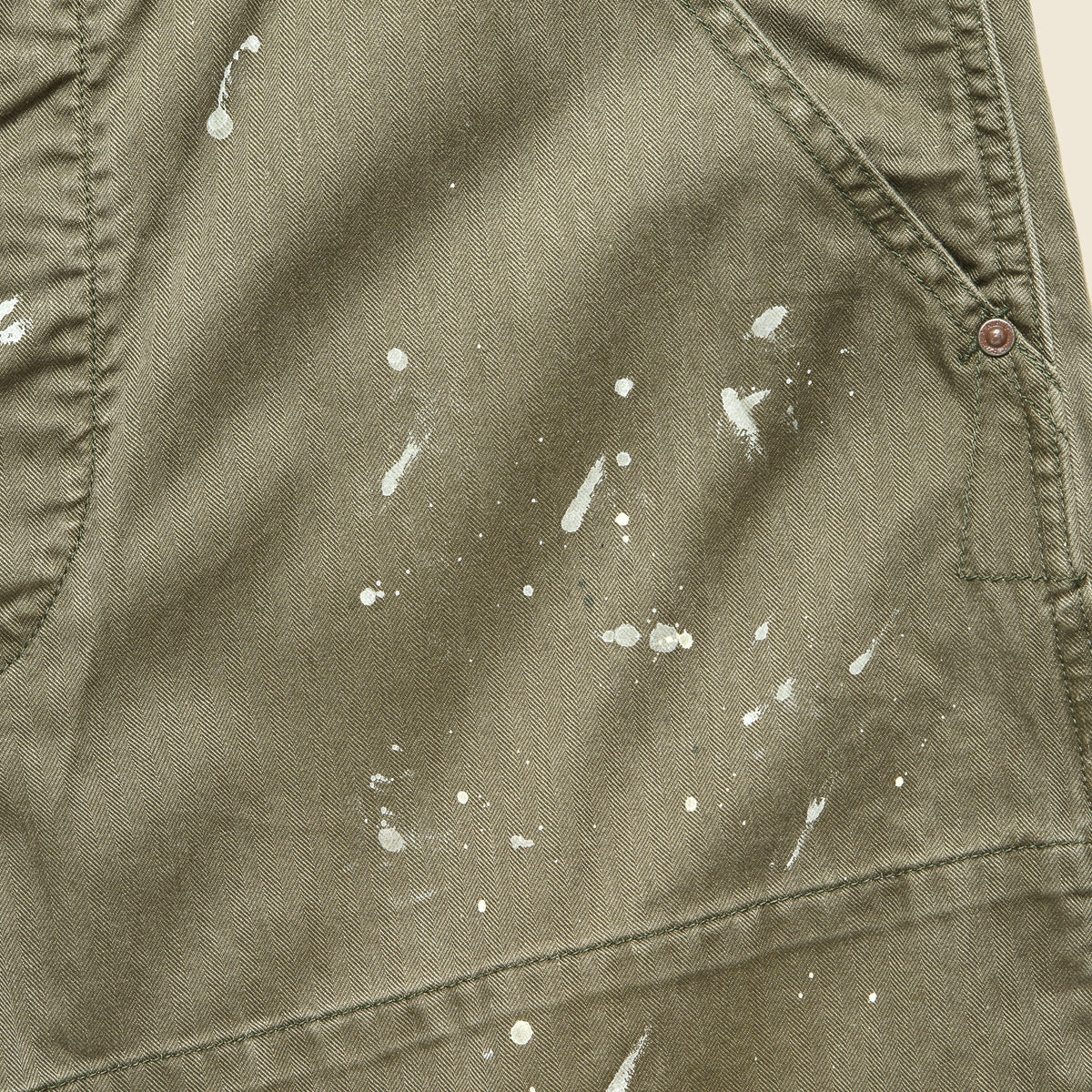 Piece Dyed Paint Splatter N3 Carpenter Pant - Olive
