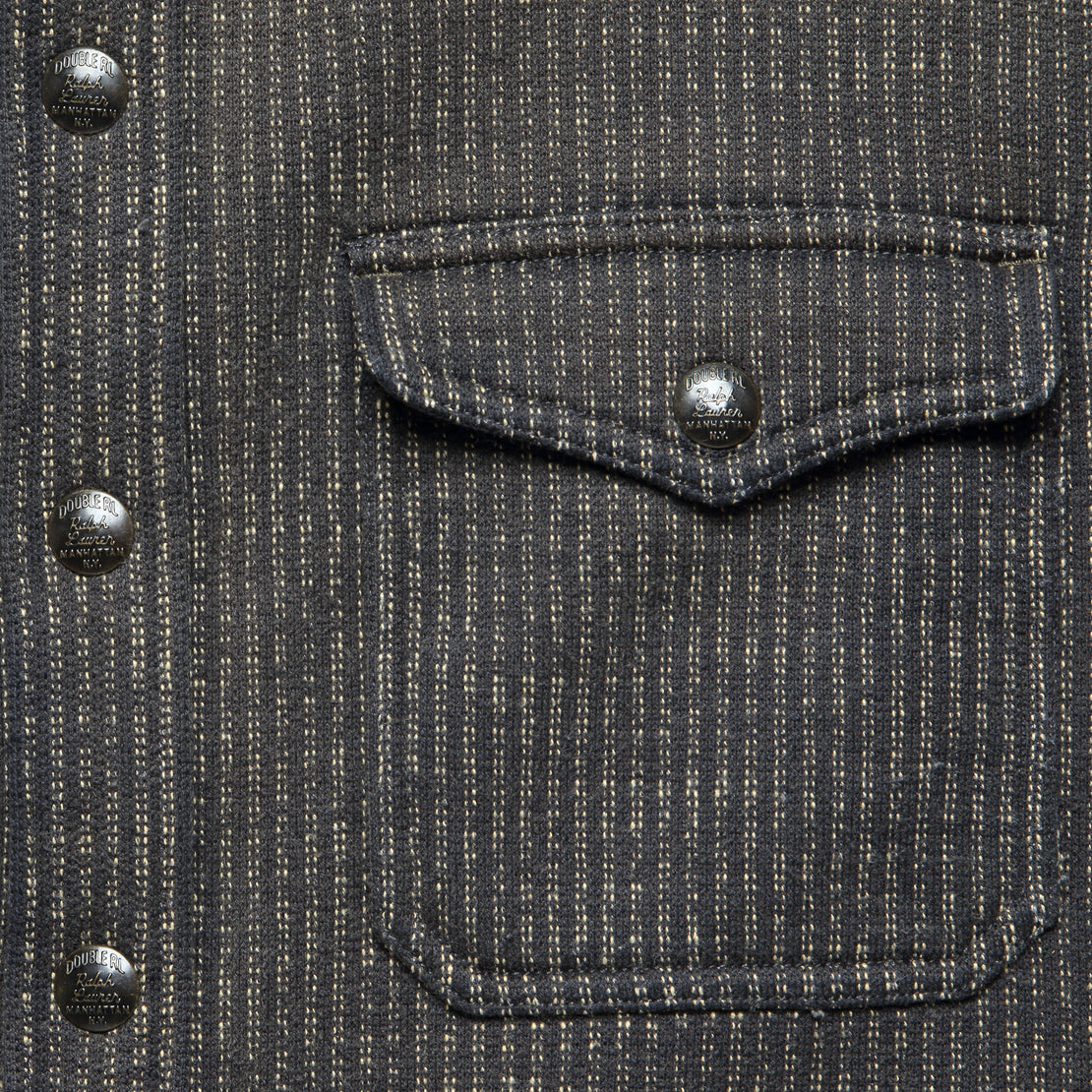 Fleece Jacquard Workshirt - Black/White - RRL - STAG Provisions - Tops - L/S Woven - Overshirt
