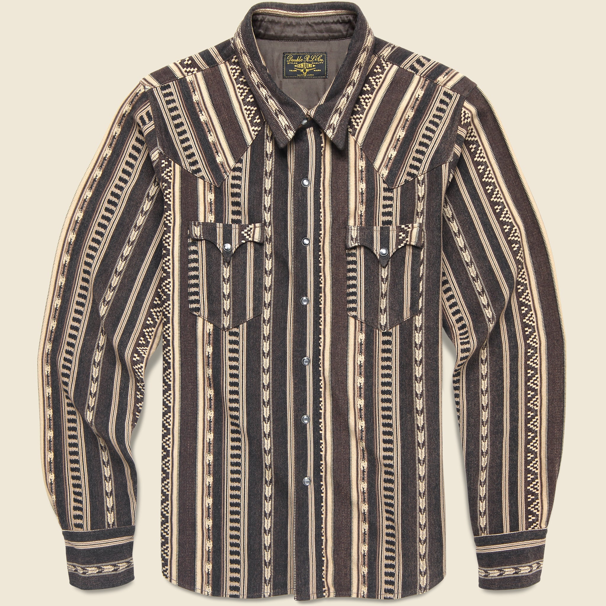 Slim Fit Jacquard Western Shirt - Brown Slim Fit Jacquard Western Shirt - Brown