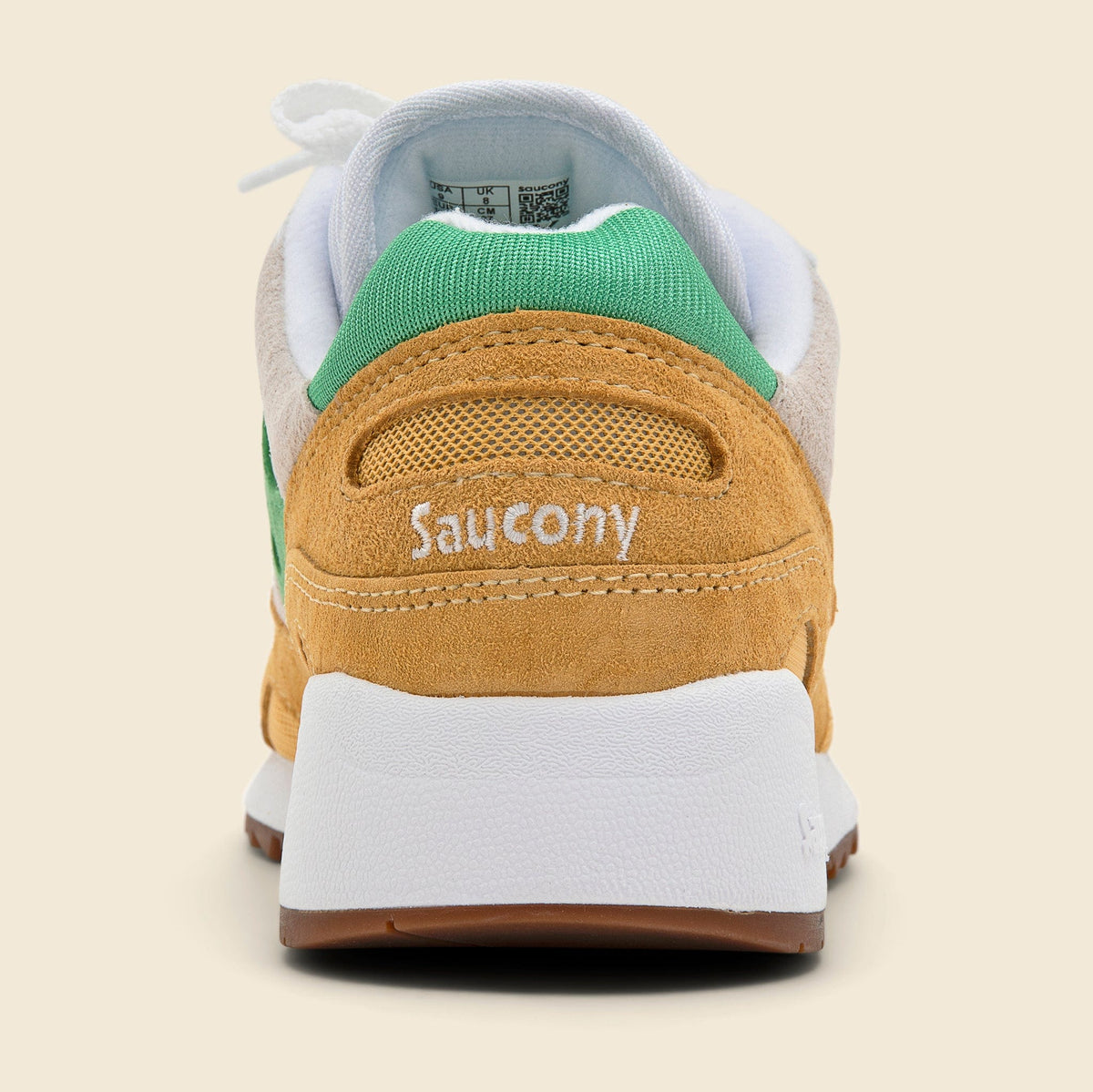 Saucony Shadow 6000 sneakers in a white, green, and mustard yellow Saucony Shadow 6000 – Oneness Boutique main image 3