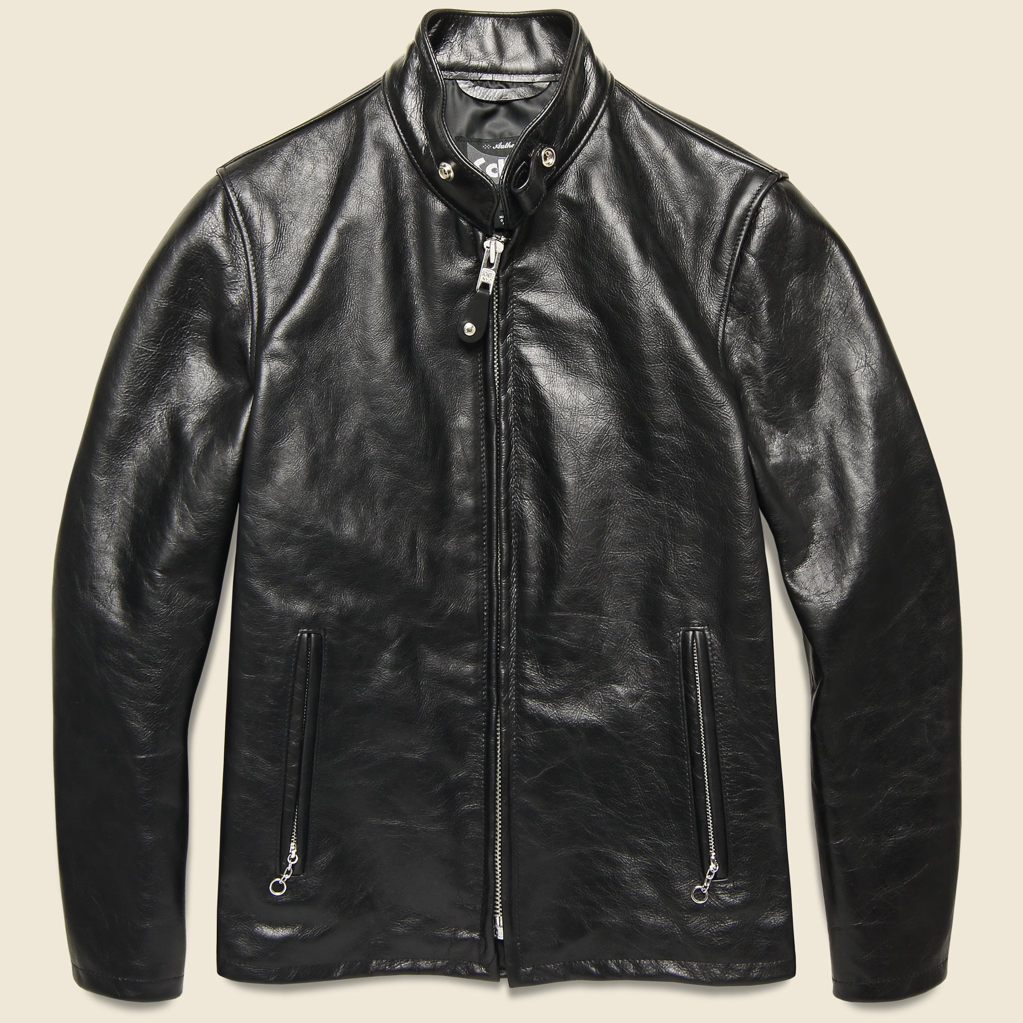 Cafe Racer Jacket - Black Leather - Schott - STAG Provisions - Outerwear - Coat / Jacket