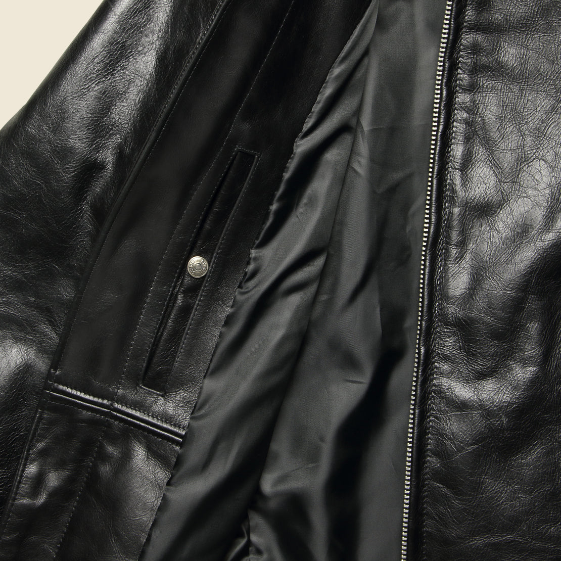 Cafe Racer Jacket - Black Leather - Schott - STAG Provisions - Outerwear - Coat / Jacket