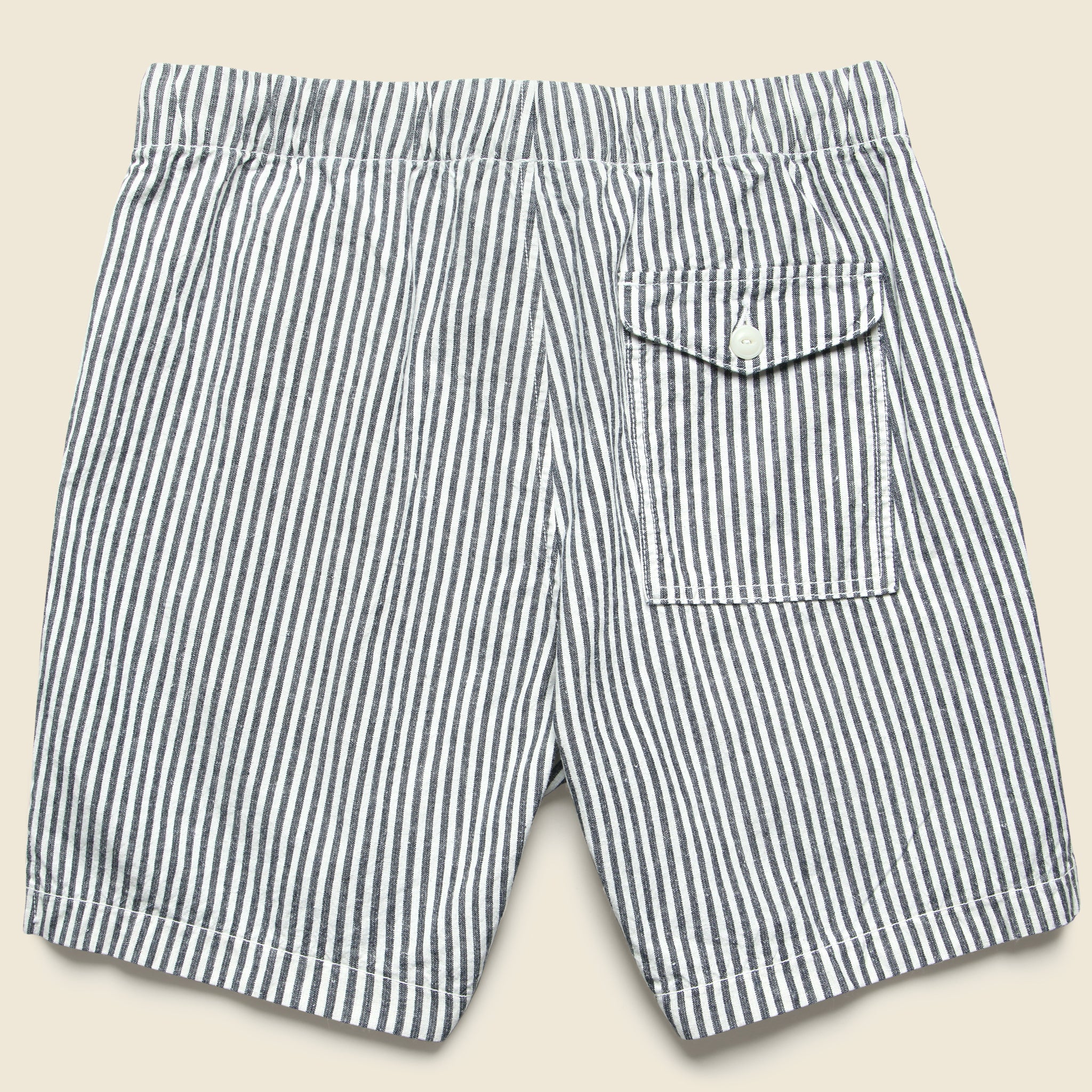 6" Hemp Stripe Easy Short - Natural/Navy - Save Khaki - STAG Provisions - Shorts - Lounge