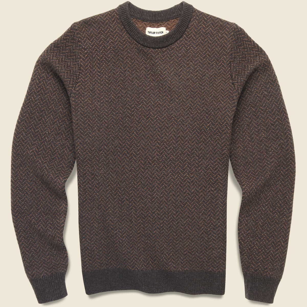 Eddy Herringbone Crew Sweater - Coffee