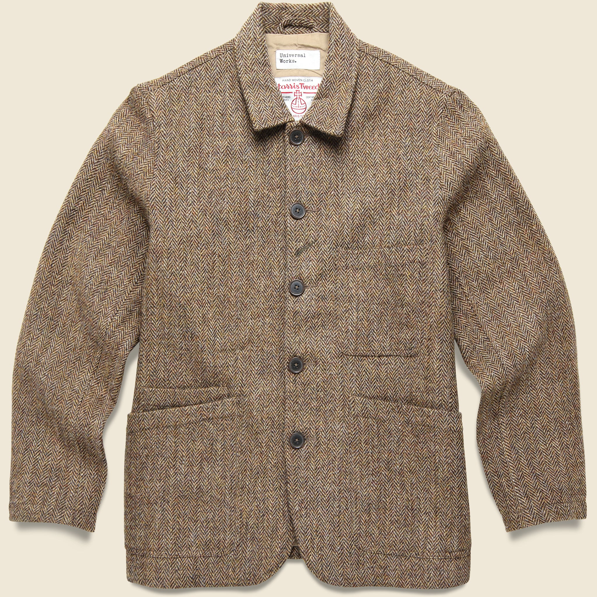 Harris Tweed Bakers Jacket Brown Herringbone