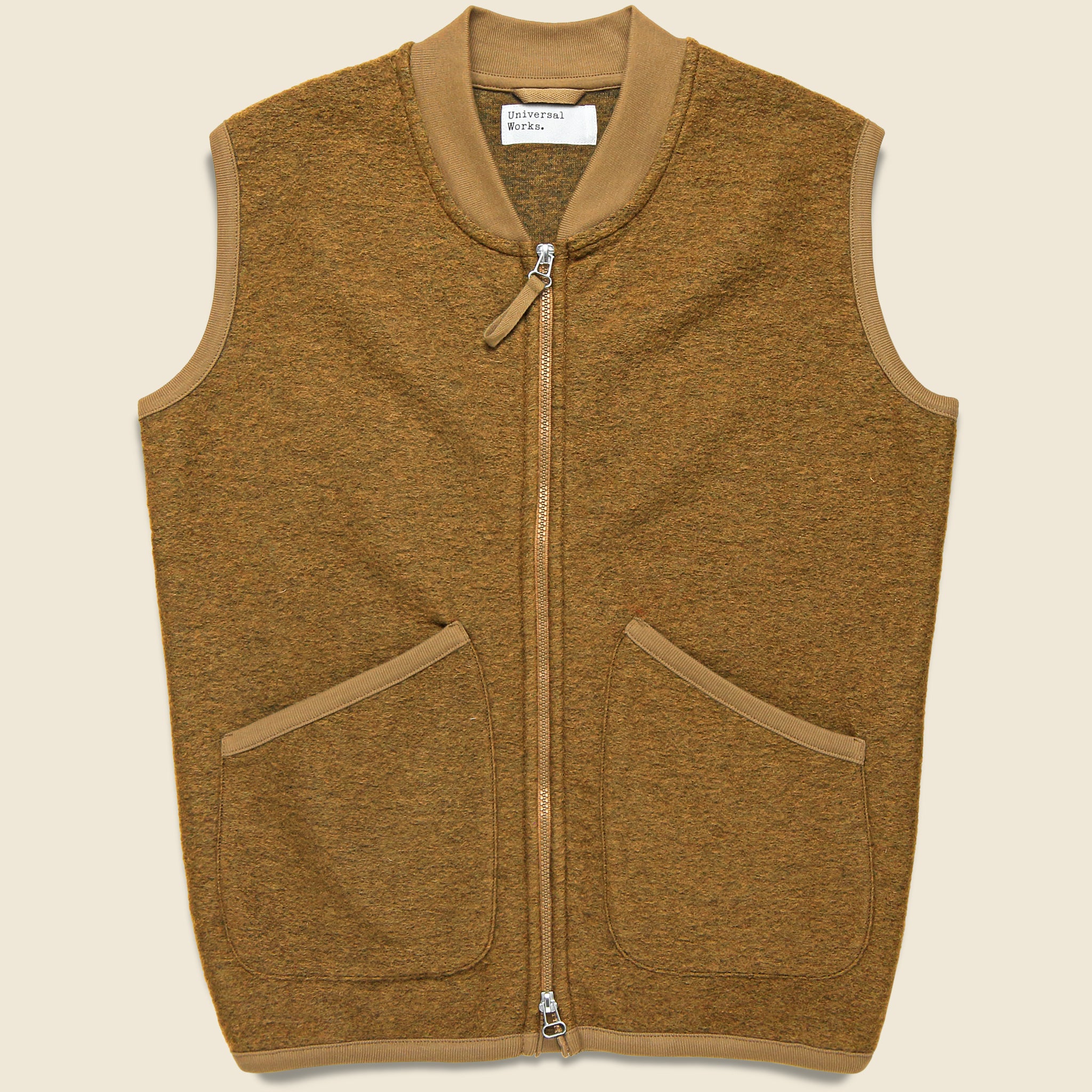 Wool Fleece Zip Waistcoat Mustard - Main Image