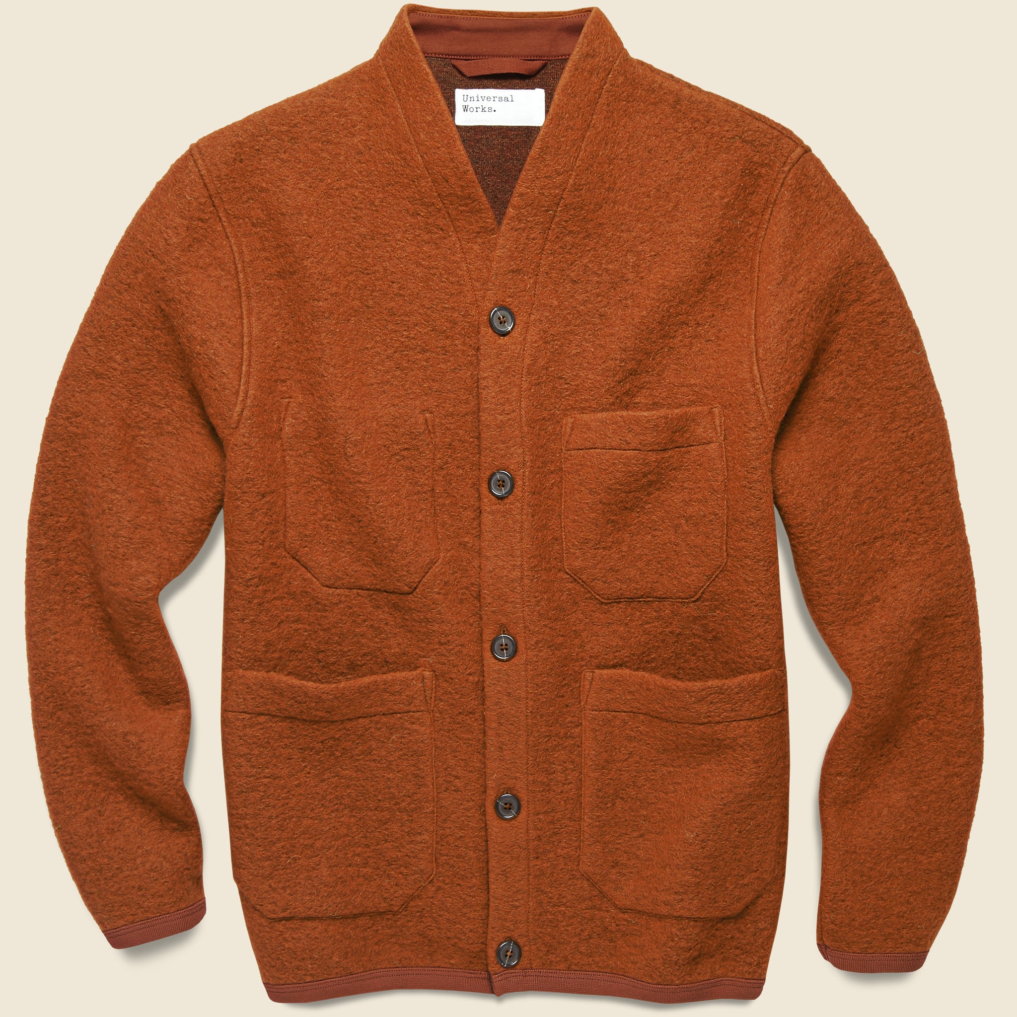 Wool Fleece Cardigan - Rust - Universal Works - STAG Provisions - Tops - Sweater