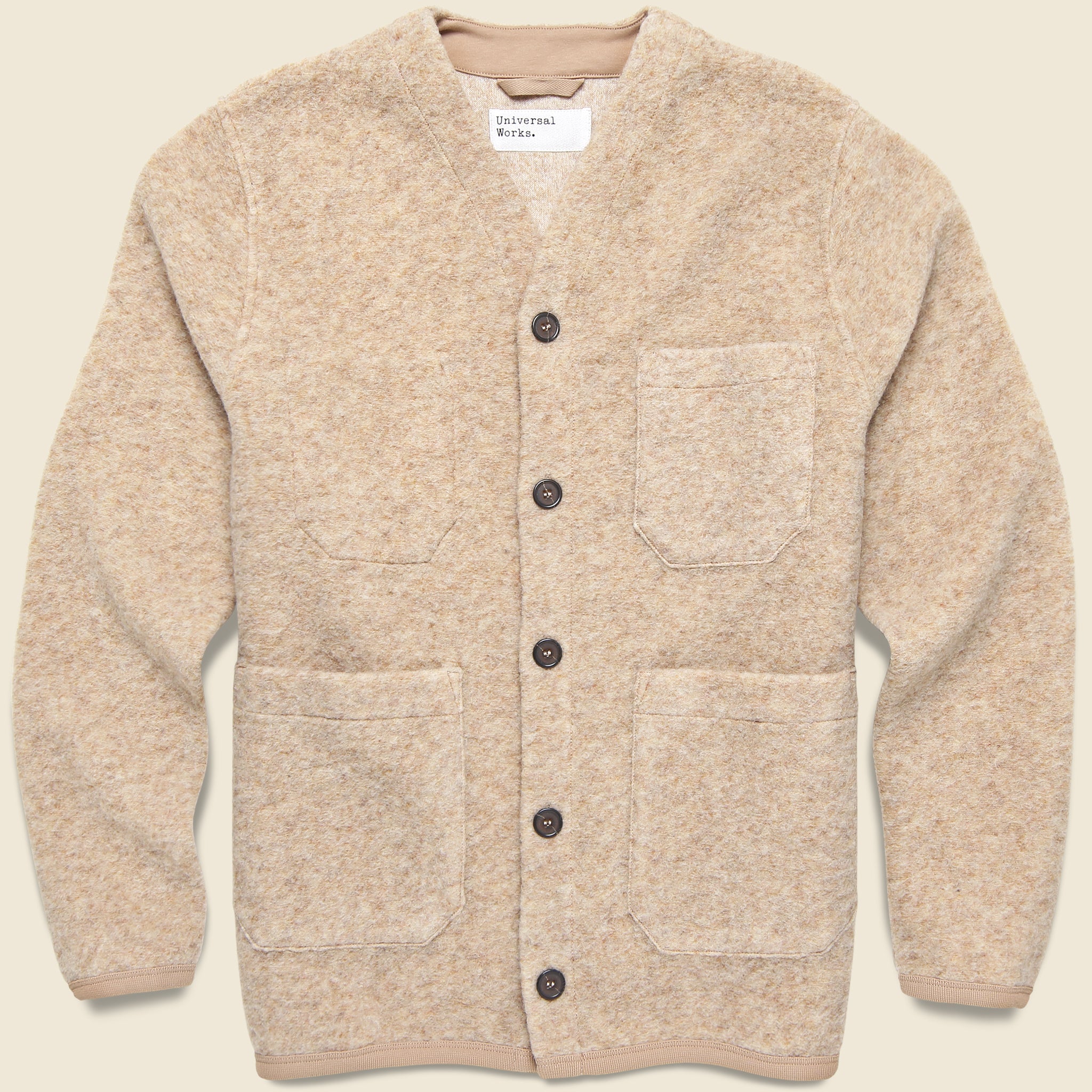 Wool Fleece Cardigan - Fawn - Universal Works - STAG Provisions - Tops - Sweater
