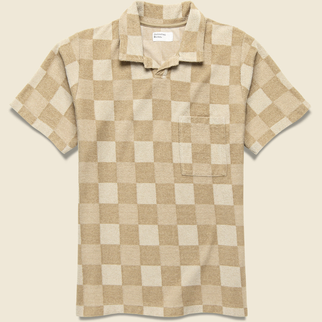 Universal Works Terry Checkerboard Vacation Polo - Sand