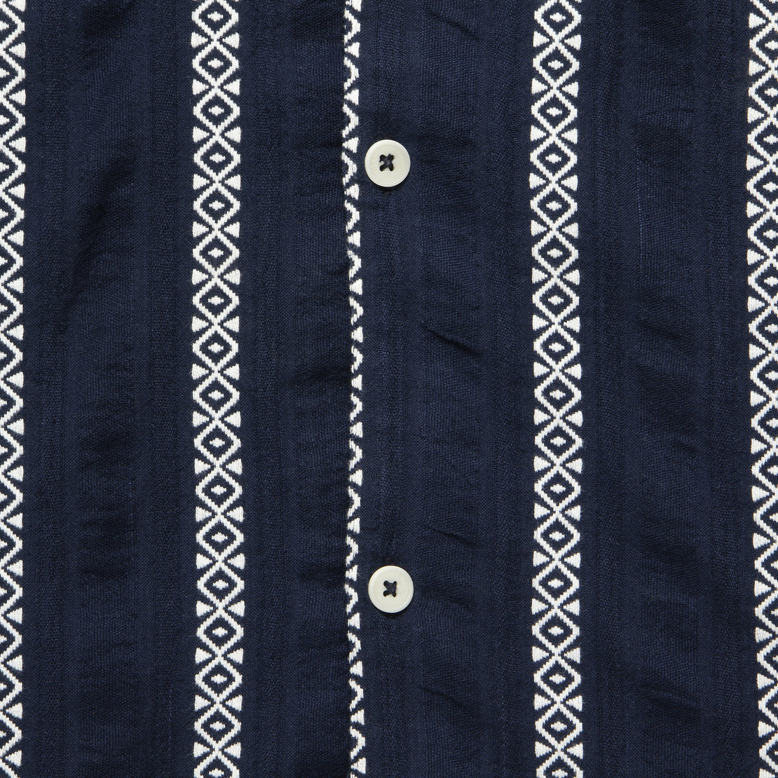 Leno Shirt - Navy - Wax London - STAG Provisions - Tops - S/S Woven - Other Pattern