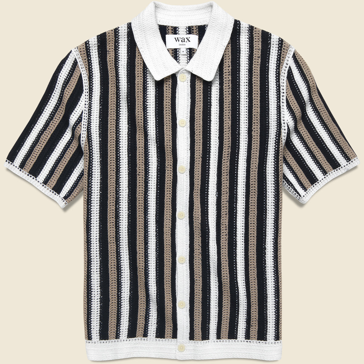 Porto Stripe Crochet Shirt - Ecru/Black