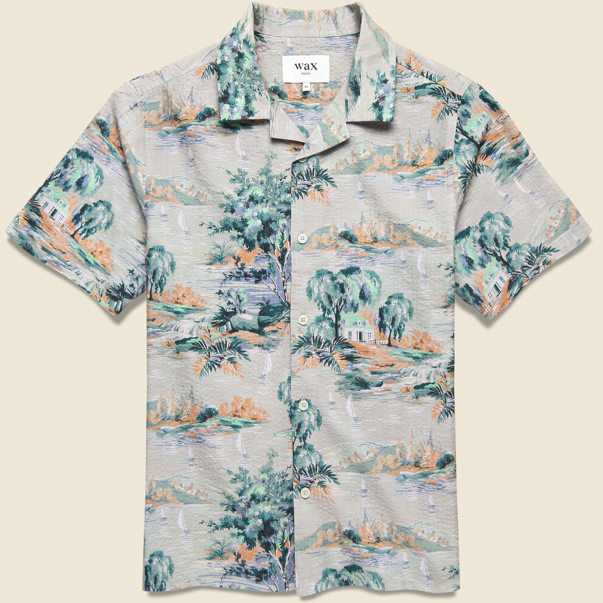 Didcot Scenic Shirt - Blue - Wax London - STAG Provisions - Tops - S/S Woven - Seersucker