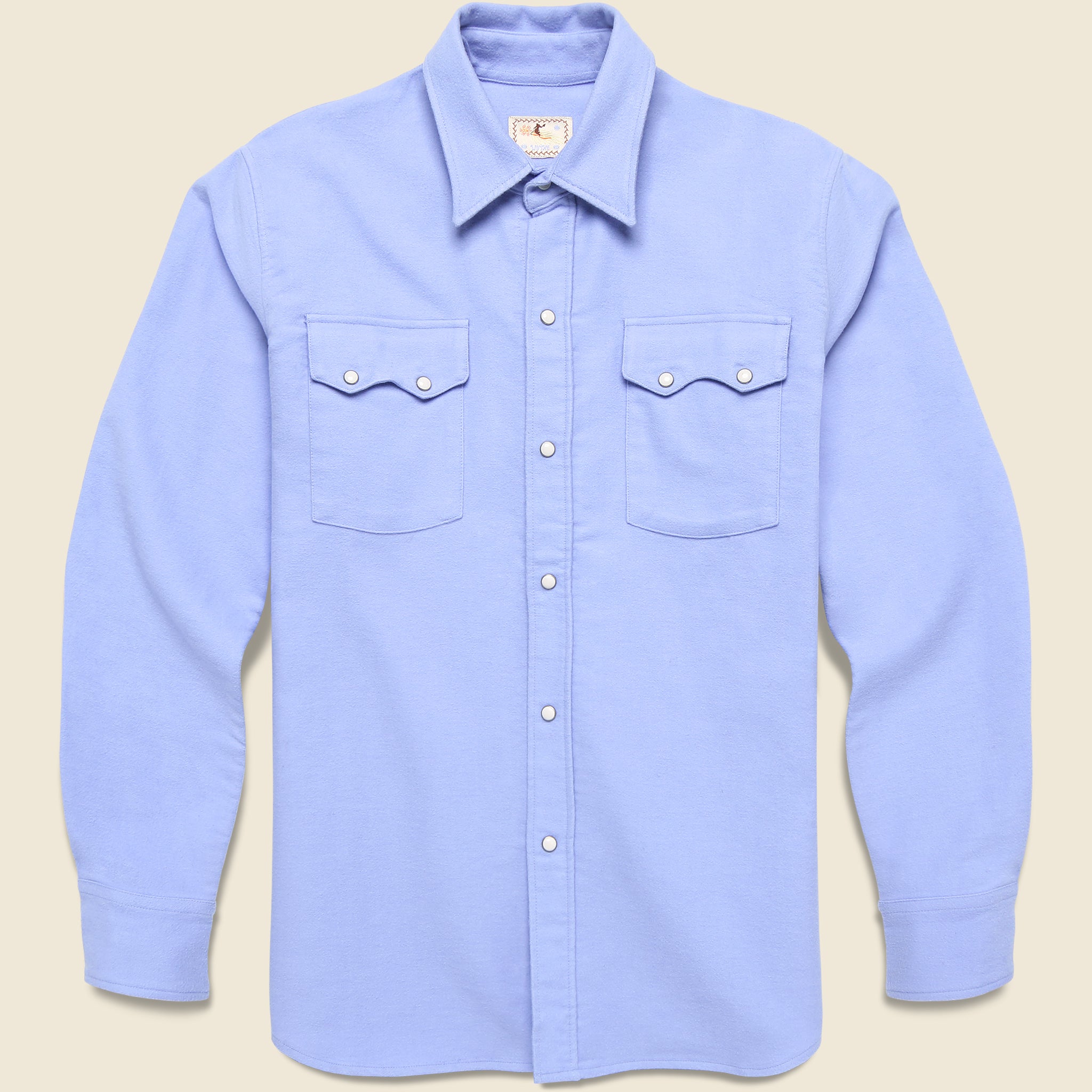 Moleskin Pearl Snap Shirt - Cornflower - Wythe - STAG Provisions - Tops - L/S Woven - Solid