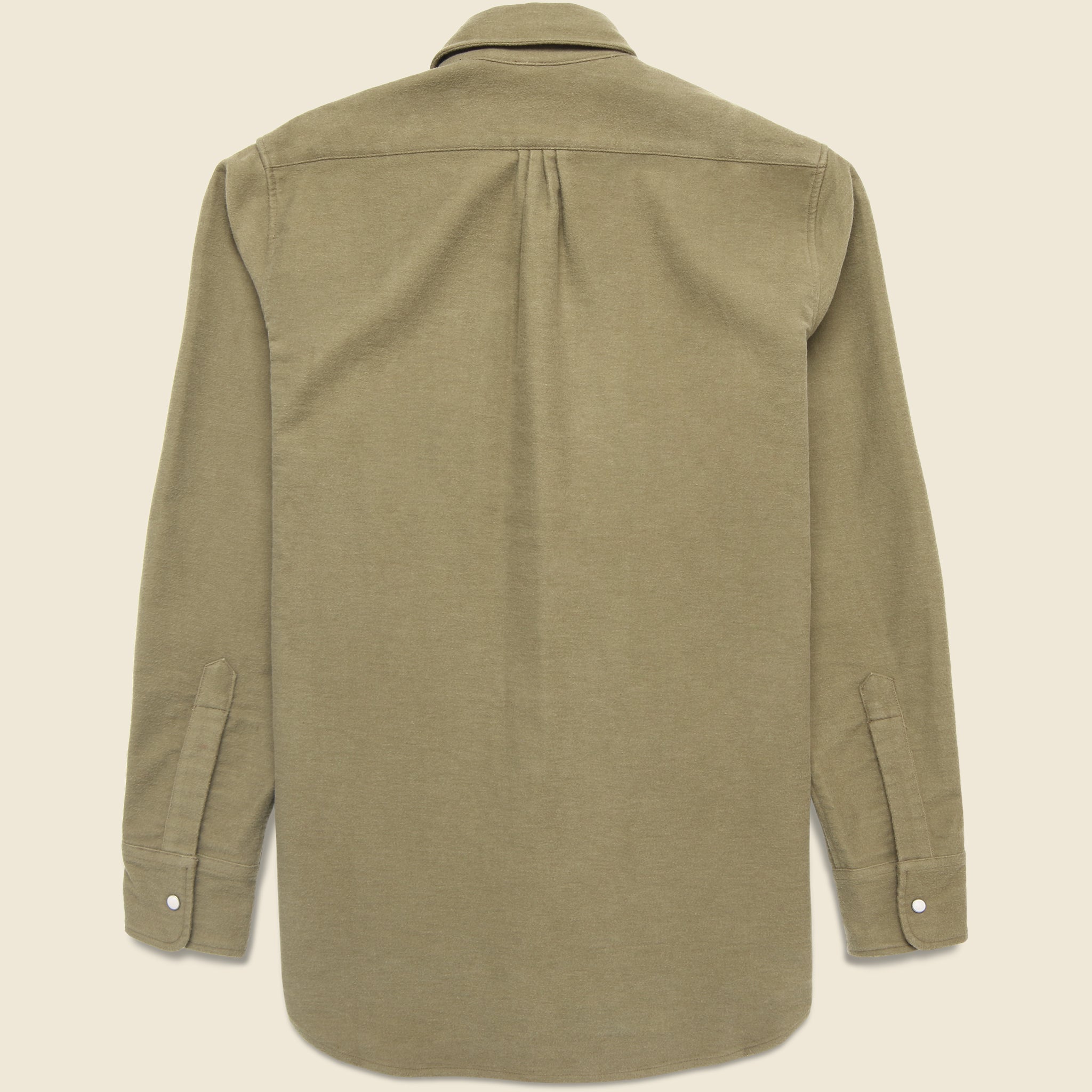 Moleskin Pearl Snap Shirt - Faded Olive - Wythe - STAG Provisions - Tops - L/S Woven - Solid