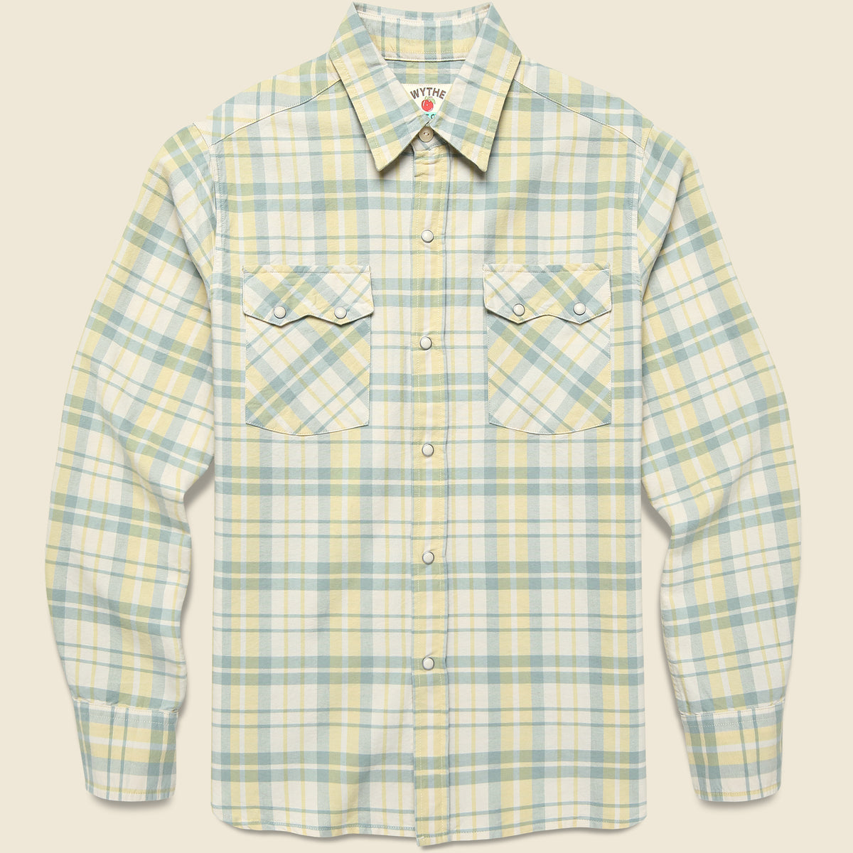 Pearl Snap Oxford Shirt - Sage/Sunflower Plaid