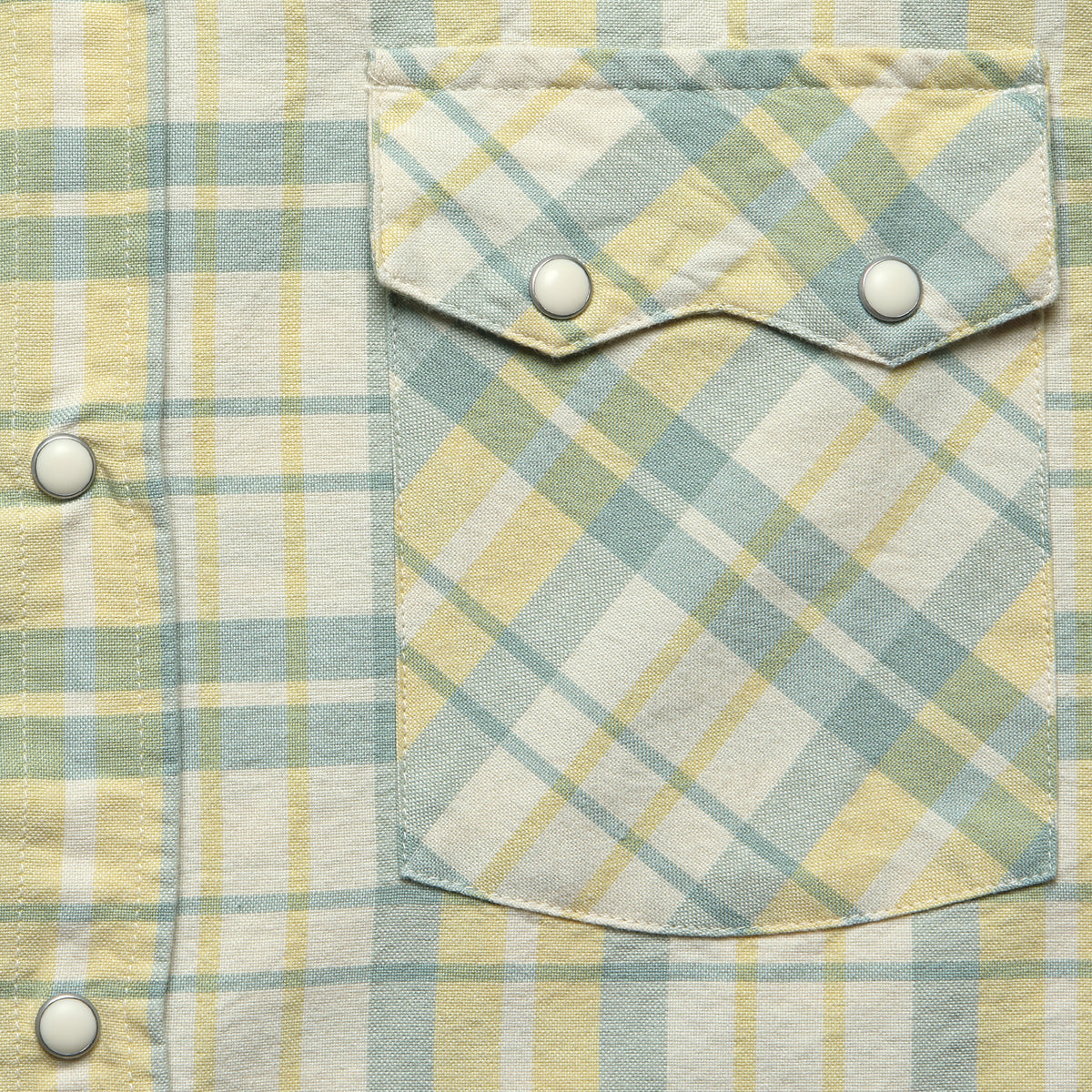 Pearl Snap Oxford Shirt - Sage/Sunflower Plaid