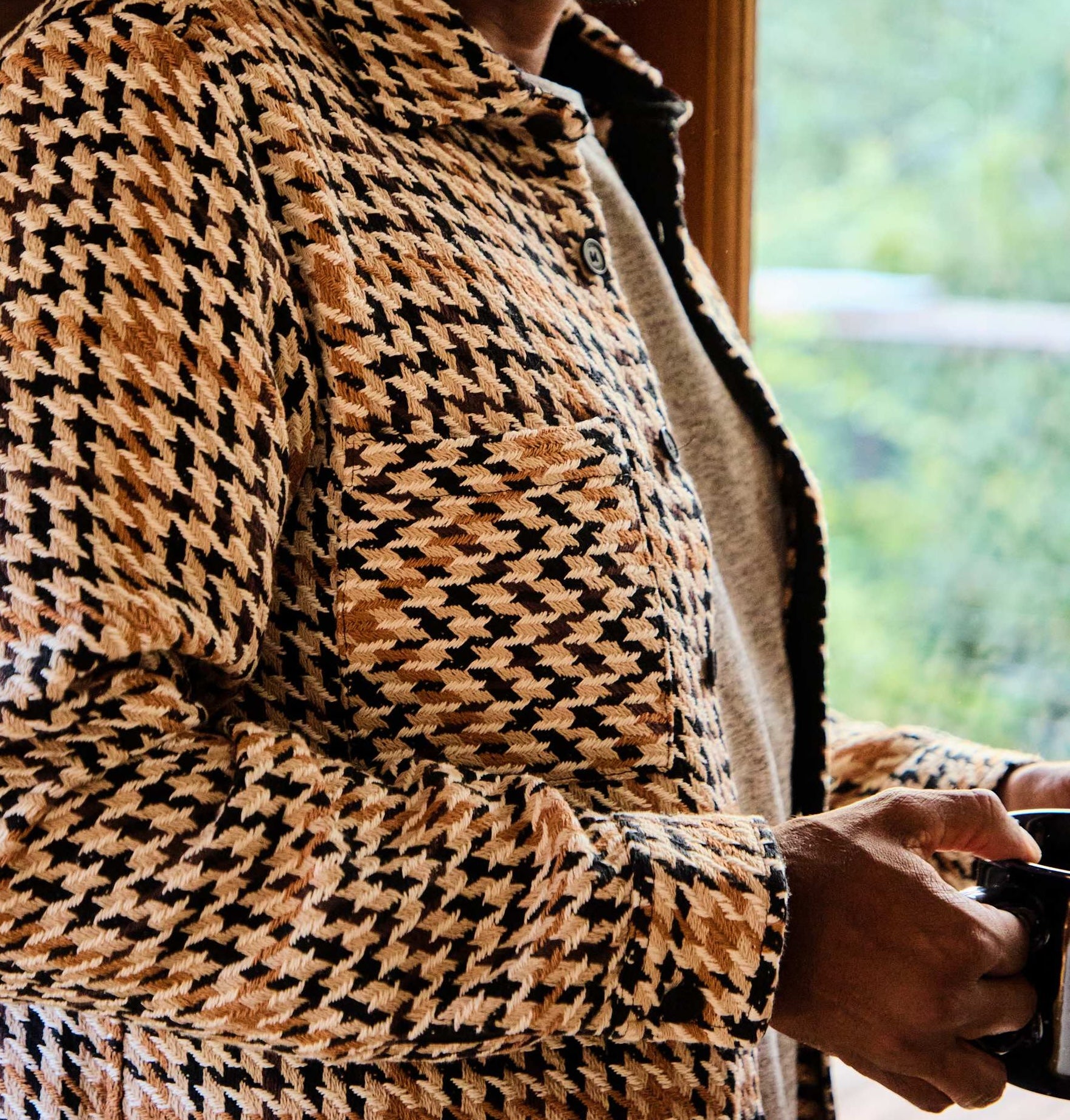 Whiting Overshirt - Houndstooth Weave - Wax London - STAG Provisions - Tops - L/S Woven - Plaid