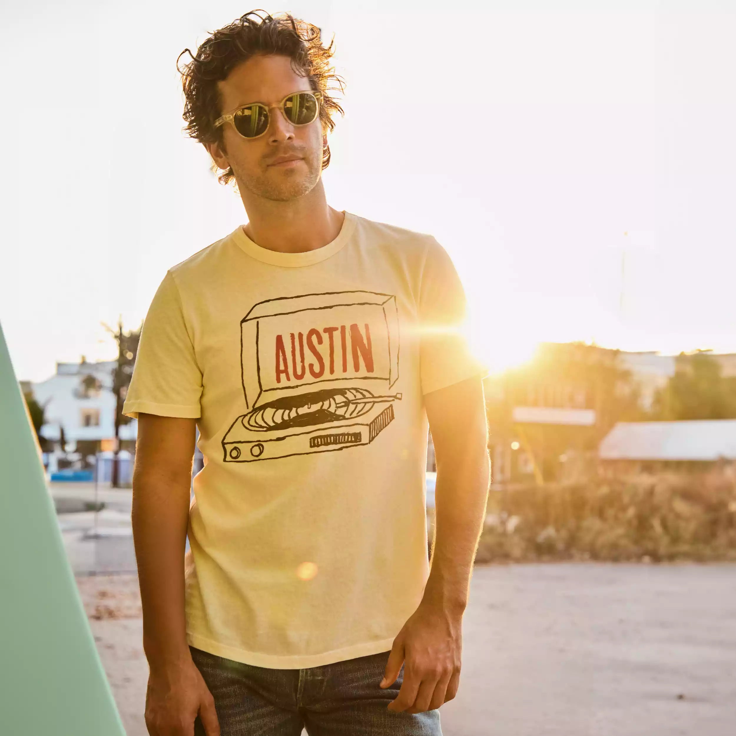 Austin Record Tee - Vintage White - Imogene + Willie - STAG Provisions - Tops - S/S Tee - Graphic