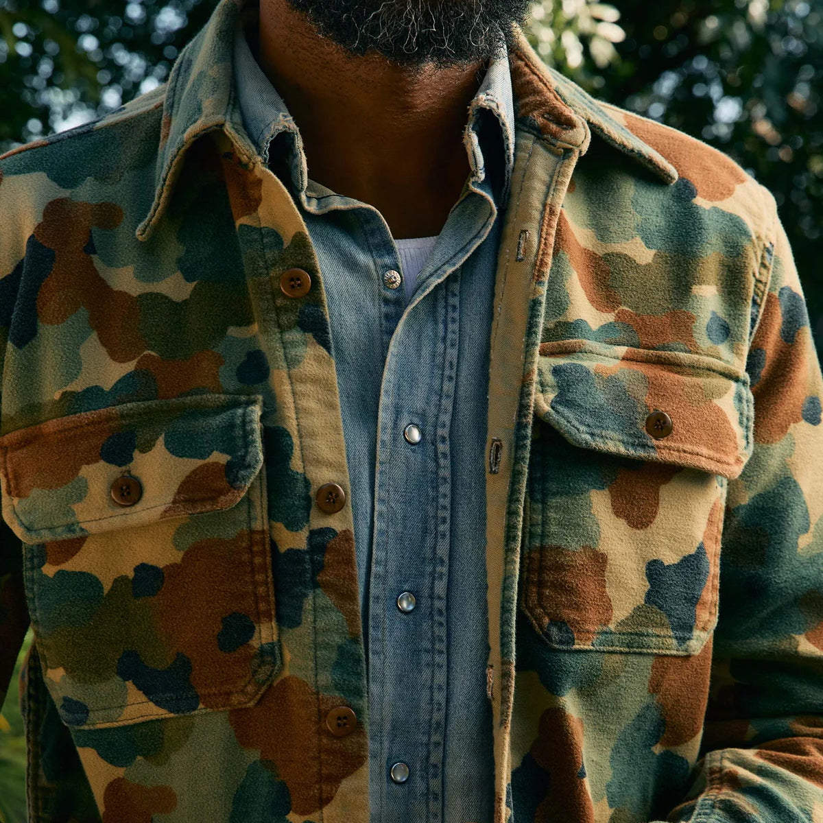 Griffin Workshirt - Camo - Imogene + Willie - STAG Provisions - Tops - L/S Woven - Other Pattern