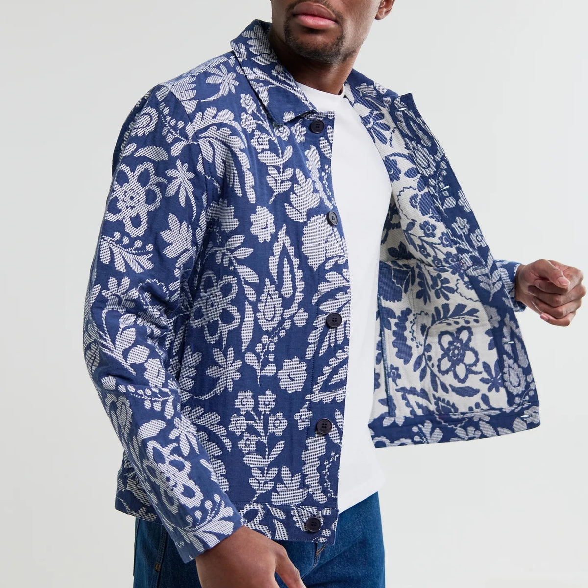 Iggy Jacket - Floral Jacquard Navy