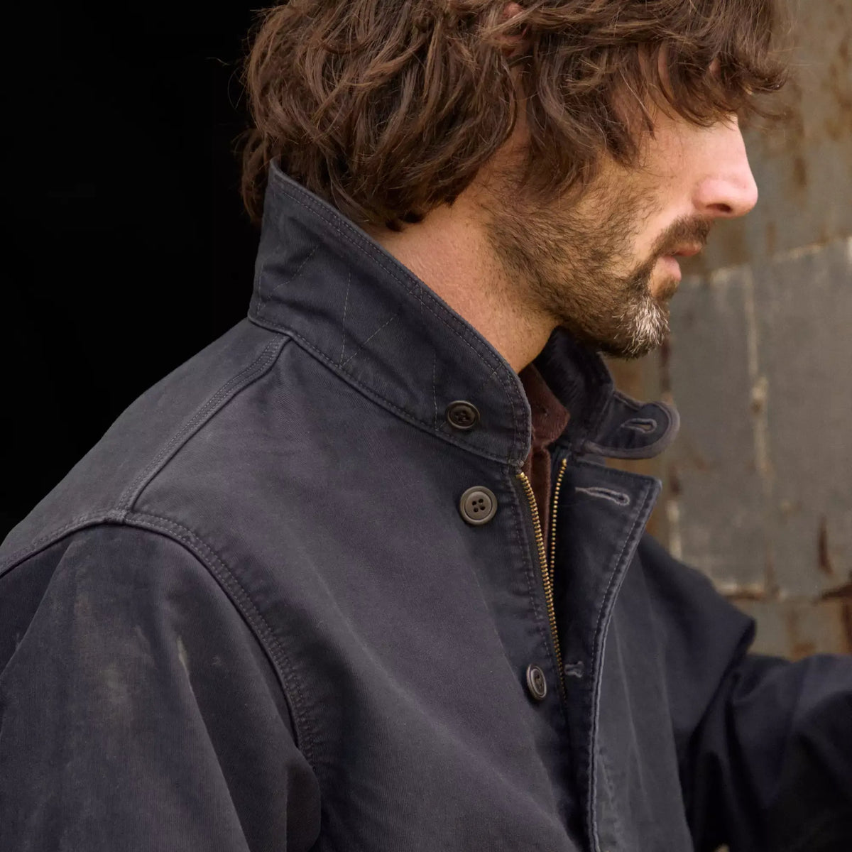 Corduroy Collar Deck Jacket - Navy
