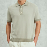 Ladder Stripe Turin Polo - Light Khaki - Wax London - STAG Provisions - Tops - S/S Knit