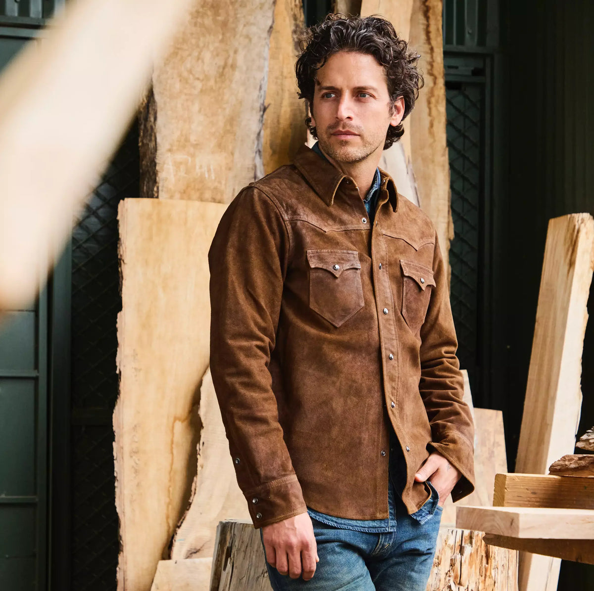 Willett Suede Shirt Jacket - Brown