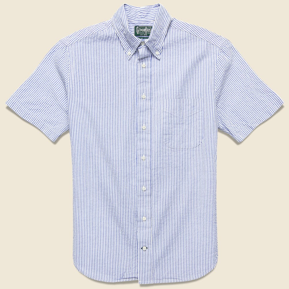 Gitman Vintage Seersucker Shirt - Blue/White Stripe