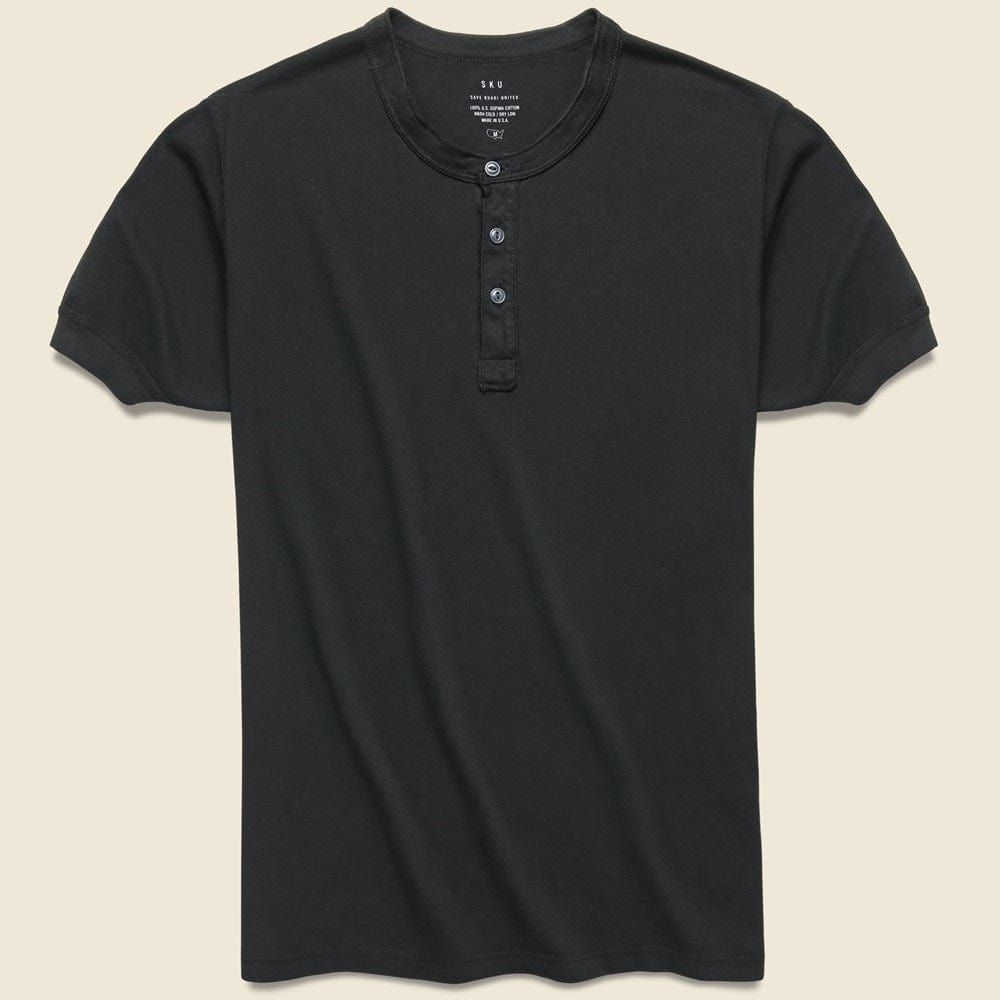 Supima Jersey Henley - Black