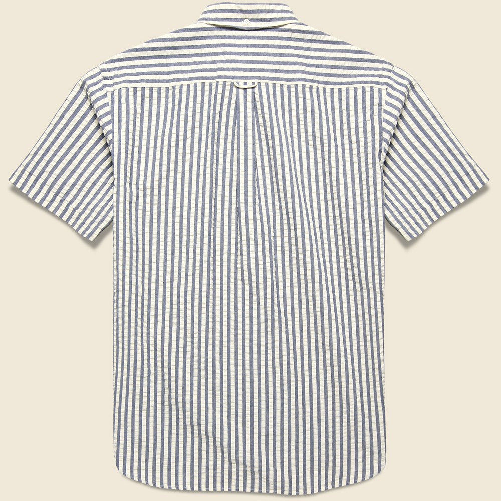 Pullover Short Sleeve Seersucker Shirt - Indigo Stripe - BEAMS+ - STAG Provisions - Tops - S/S Woven - Stripe